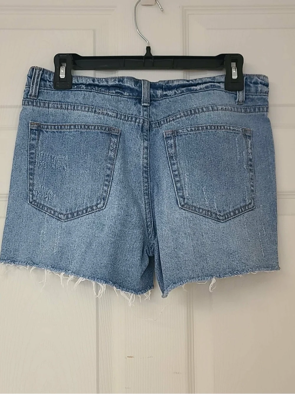 Signature Light Wash Distressed Denim Shorts